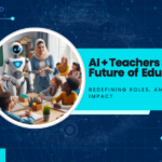 Split-screen classroom showing AI tools and teacher collaboration